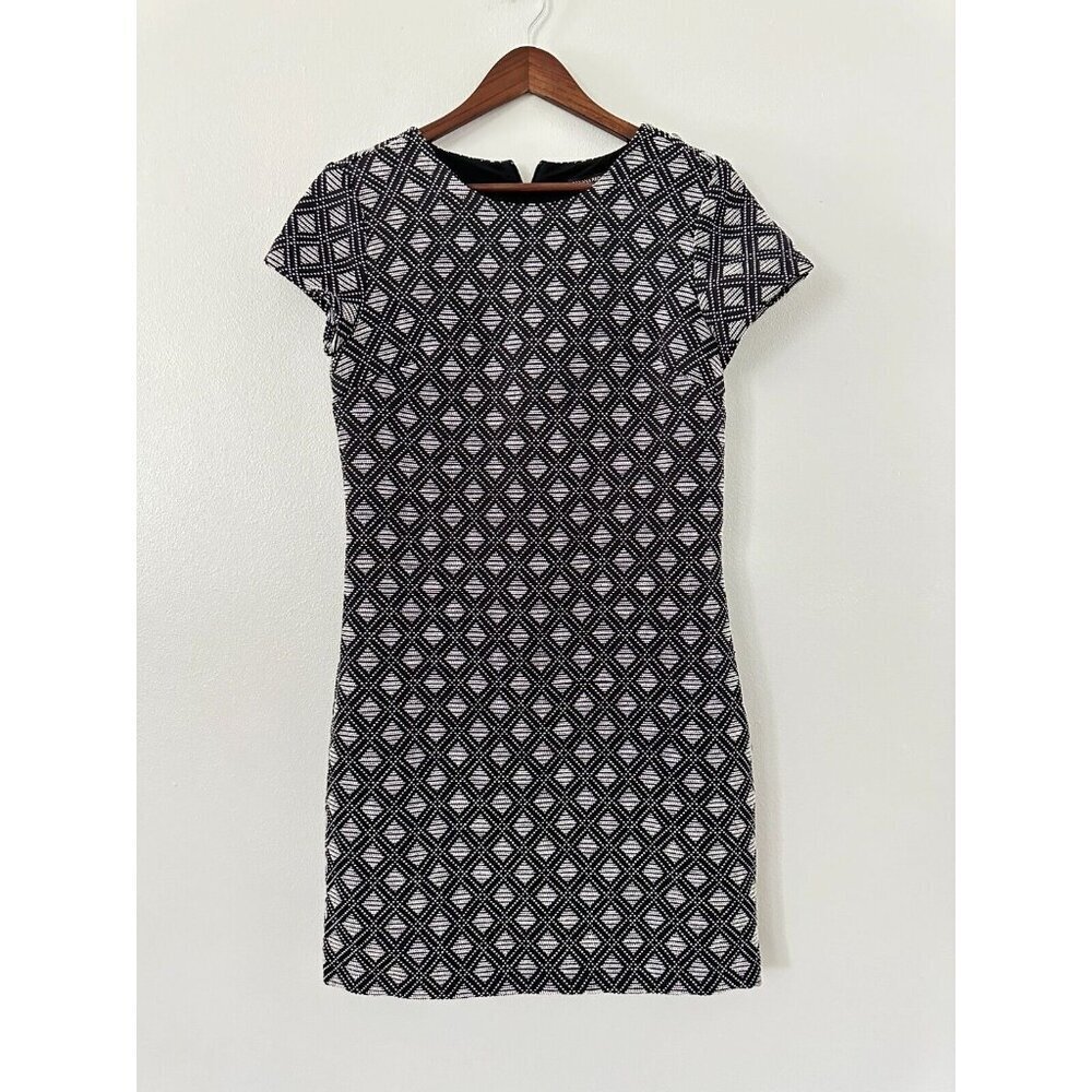 Banana Republic Black and White Geometric Midi Dress